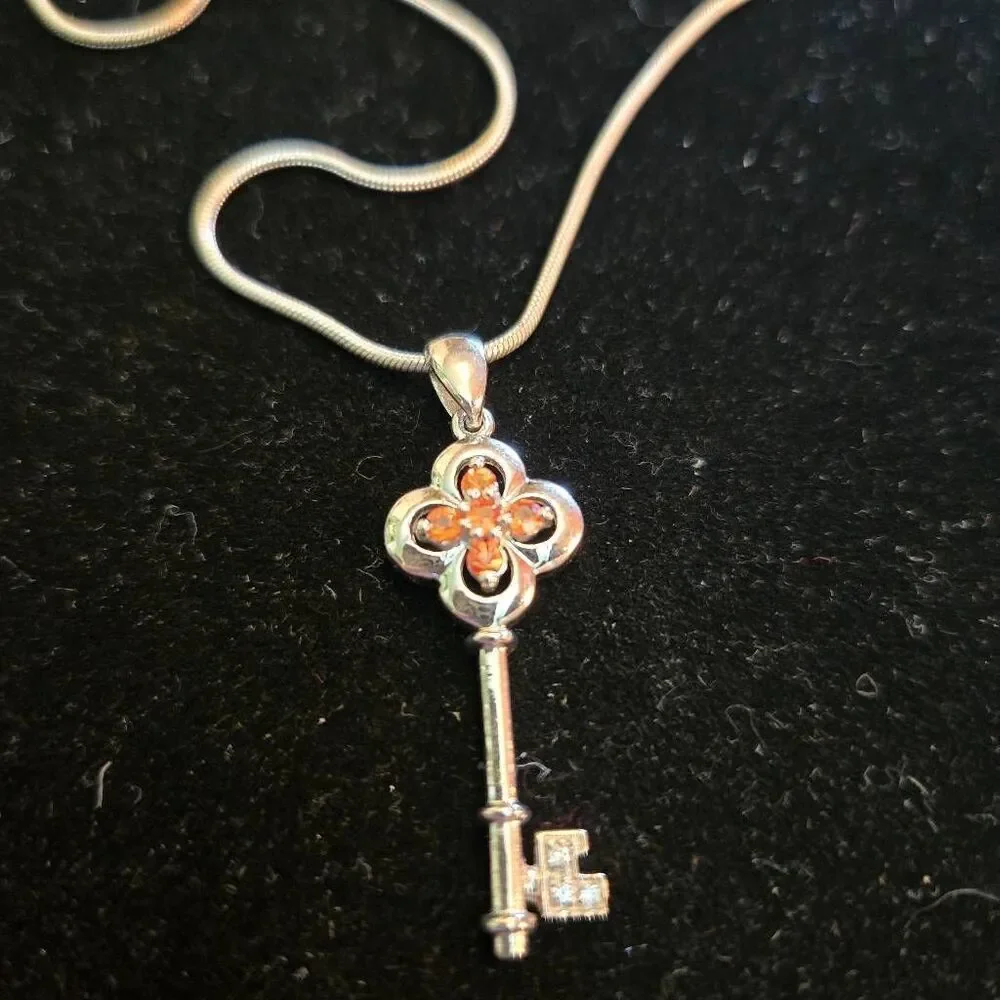 Sterling Silver Key Rhinestone Necklace India